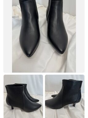 Clarks Black Pointed-Toe Kitten Heel Ankle Boots 11